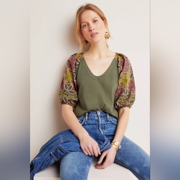 Anthropologie Maeve Bridey Embroidered Top sz S - Picture 1 of 8